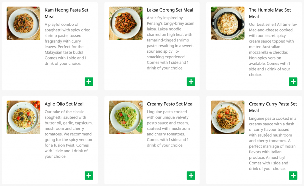 Use compelling copy in your food delivery menu